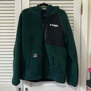American Eagle Sherpa Zip Up Jacket Mens Large Green